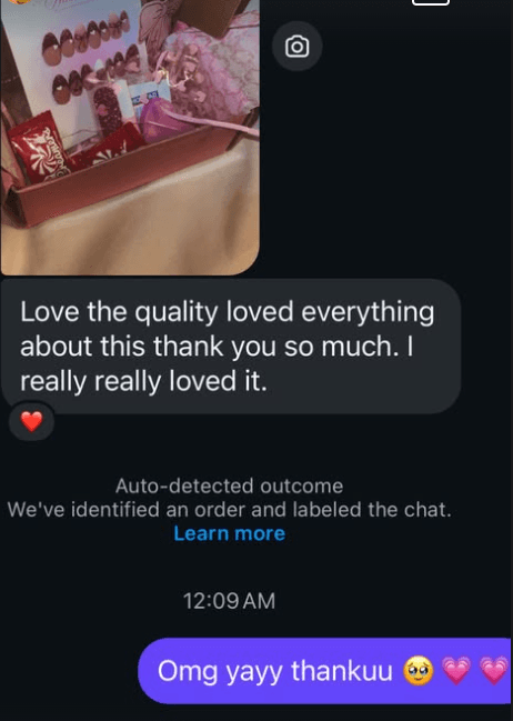 A customer writes that she loved the quality and everything about her parcel