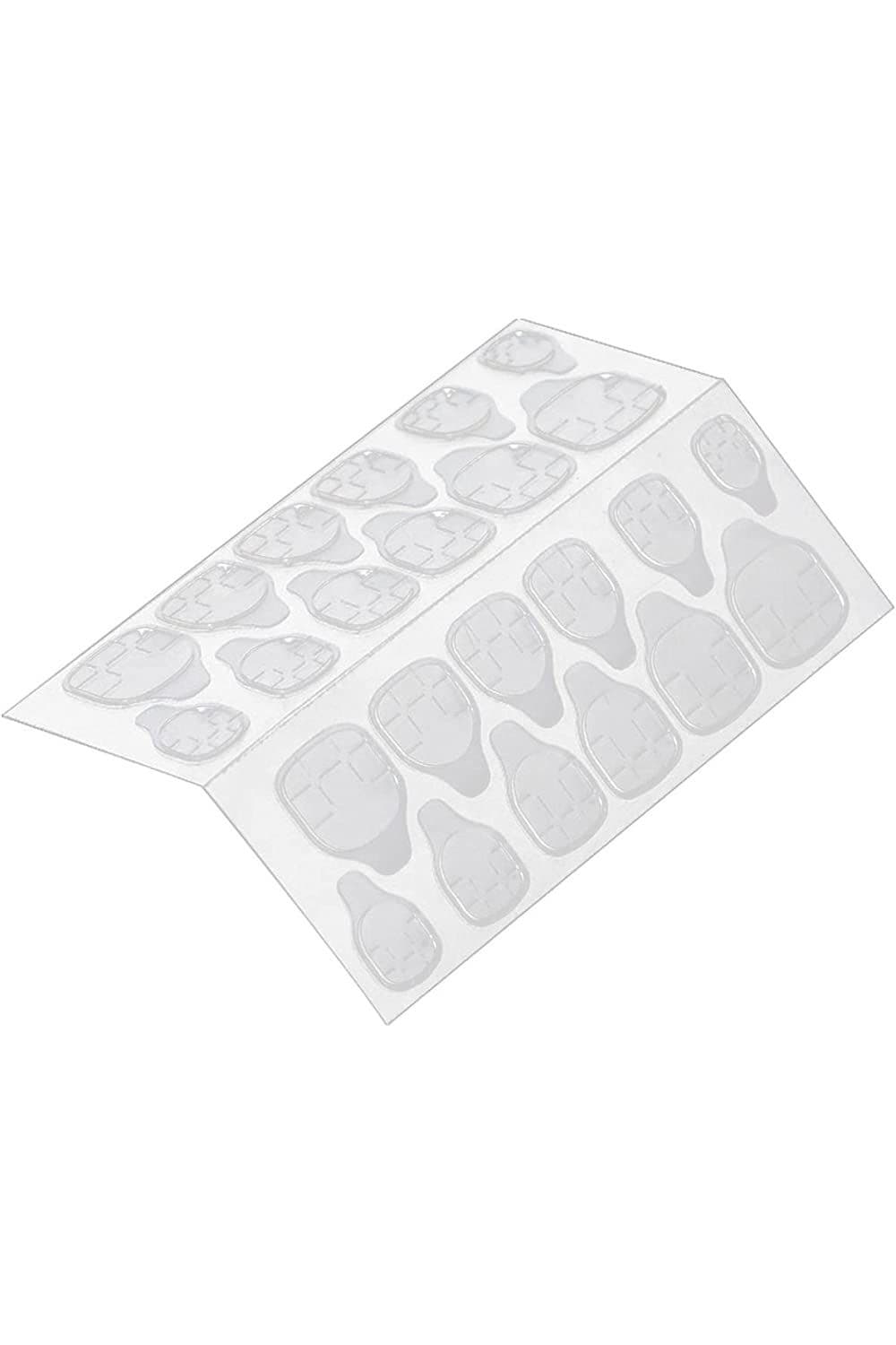 Sheet of clear adhesive tabs for applying press-on nails