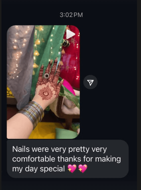 A customer wearing her set at a wedding writes that they were pretty and comfortable